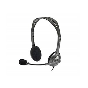 Logitech H111 Wired Headset Stereo Headset with Noise-Cancelling Microphone 3.5 mm Audio Jack PC Mac Laptop Smartphone Tablet